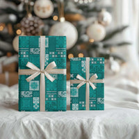 Vintage Hawaiian Quilting Patterns Wrapping Paper Turquoise Style Tribal Fabric Patchwork - Polynesian Pride