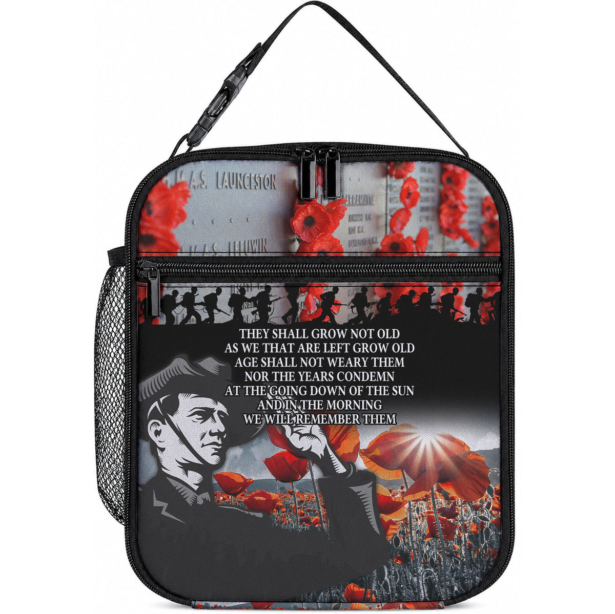 ANZAC DAY Heroes Of The Gallipoli Lunch Bag LT9 10.2 × 8.3 × 4.3 inch Black - Polynesian Pride