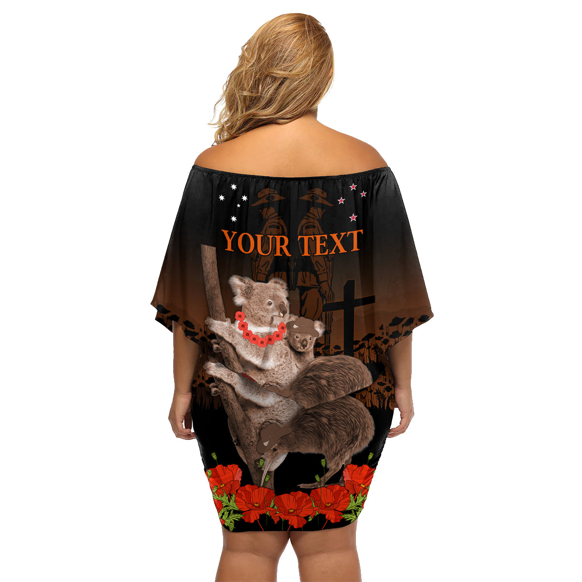 Koala and Kiwi Bird ANZAC Day Custom Family Matching Off Shoulder Short Dress and Hawaiian Shirt Soldier Style LT9 - Polynesian Pride