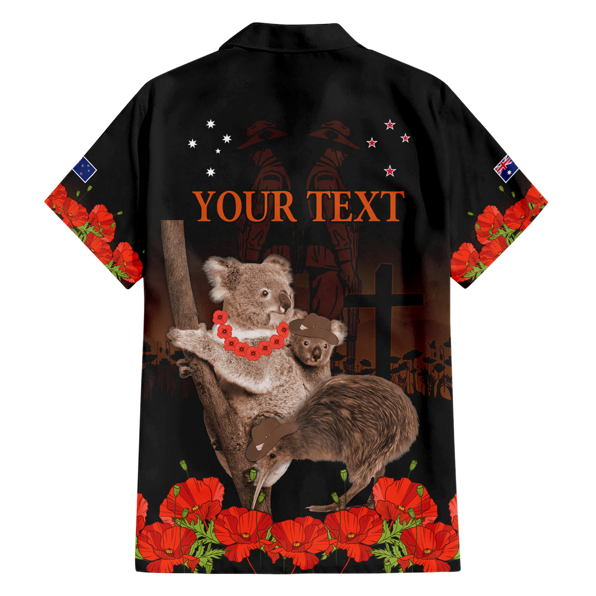 Koala and Kiwi Bird ANZAC Day Custom Family Matching Short Sleeve Bodycon Dress and Hawaiian Shirt Soldier Style LT9 - Polynesian Pride