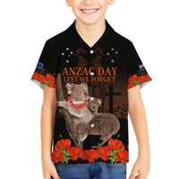 Koala and Kiwi Bird ANZAC Day Custom Family Matching Summer Maxi Dress and Hawaiian Shirt Soldier Style LT9 Son's Shirt Black - Polynesian Pride