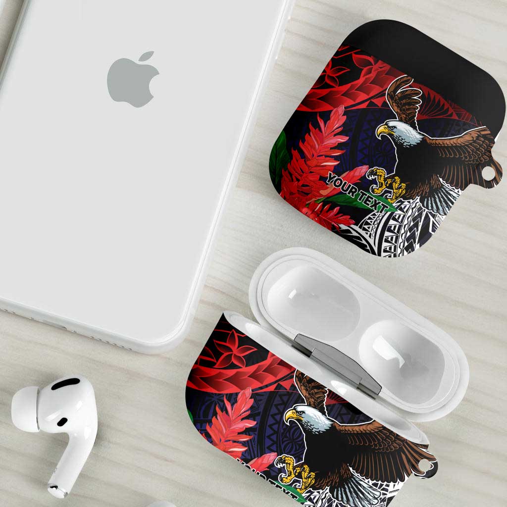 American Samoa Bald Eagle Personalized AirPods Case Samoa Muamua Le Atua - Polynesian Pride