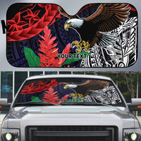 American Samoa Bald Eagle Personalized Auto Sun Shade Samoa Muamua Le Atua - Polynesian Pride