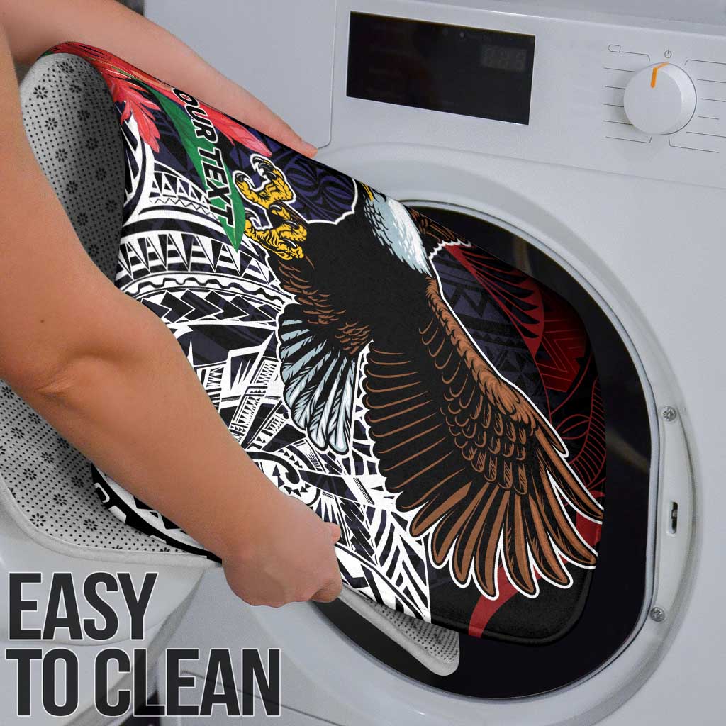 American Samoa Bald Eagle Personalized Bathroom Set Samoa Muamua Le Atua - Polynesian Pride