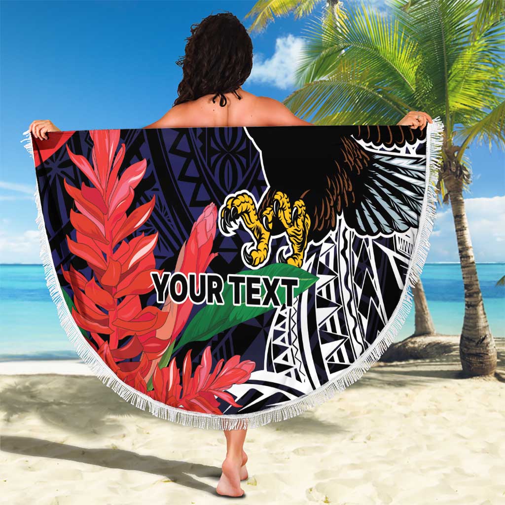 American Samoa Bald Eagle Personalized Beach Blanket Samoa Muamua Le Atua