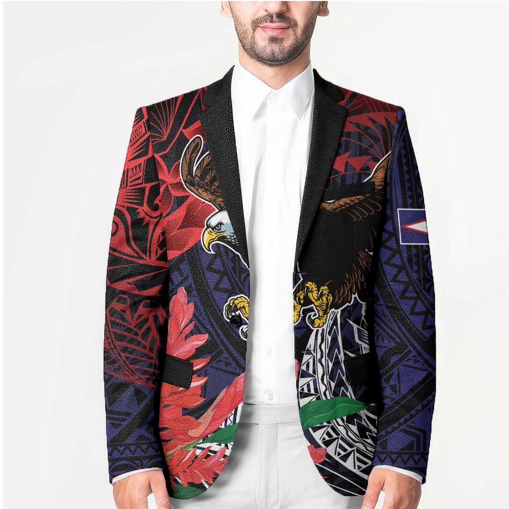 American Samoa Bald Eagle Personalized Blazer Samoa Muamua Le Atua - Polynesian Pride