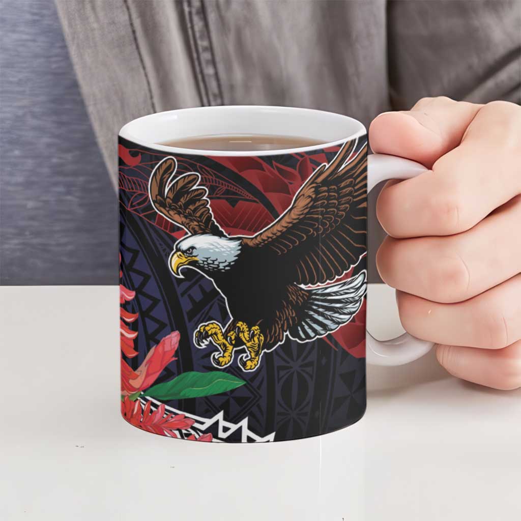 American Samoa Bald Eagle Personalized Ceramic Mug Samoa Muamua Le Atua - Polynesian Pride