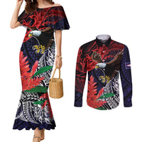 American Samoa Bald Eagle Personalized Couples Matching Mermaid Dress and Long Sleeve Button Shirt Samoa Muamua Le Atua