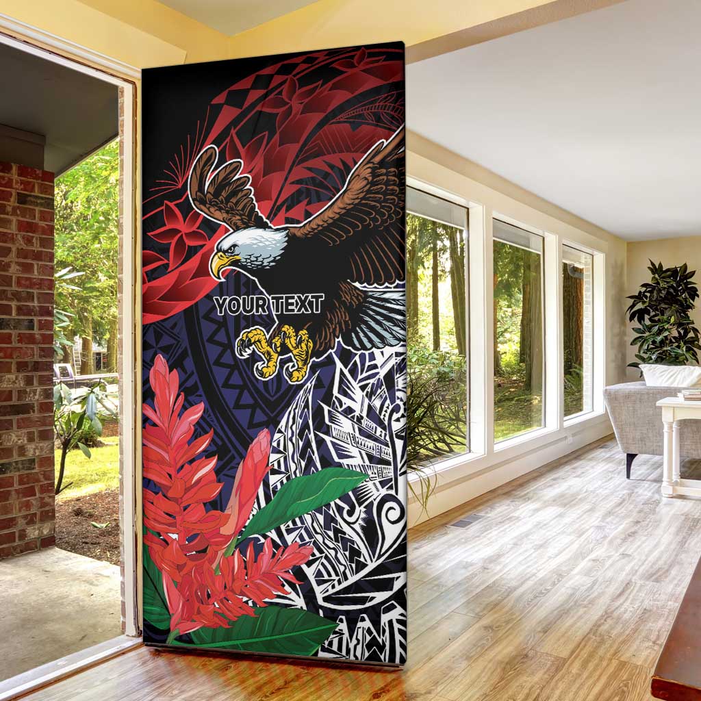American Samoa Bald Eagle Personalized Door Cover Samoa Muamua Le Atua - Polynesian Pride