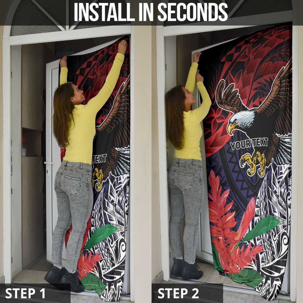 American Samoa Bald Eagle Personalized Door Cover Samoa Muamua Le Atua - Polynesian Pride