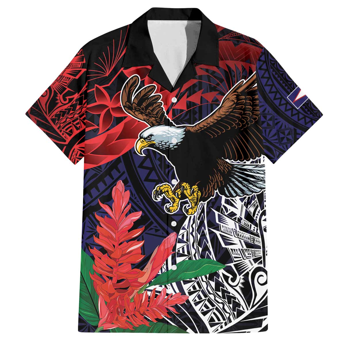 American Samoa Bald Eagle Personalized Family Matching Off The Shoulder Long Sleeve Dress and Hawaiian Shirt Samoa Muamua Le Atua