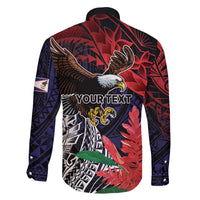 American Samoa Bald Eagle Personalized Family Matching Off The Shoulder Long Sleeve Dress and Hawaiian Shirt Samoa Muamua Le Atua