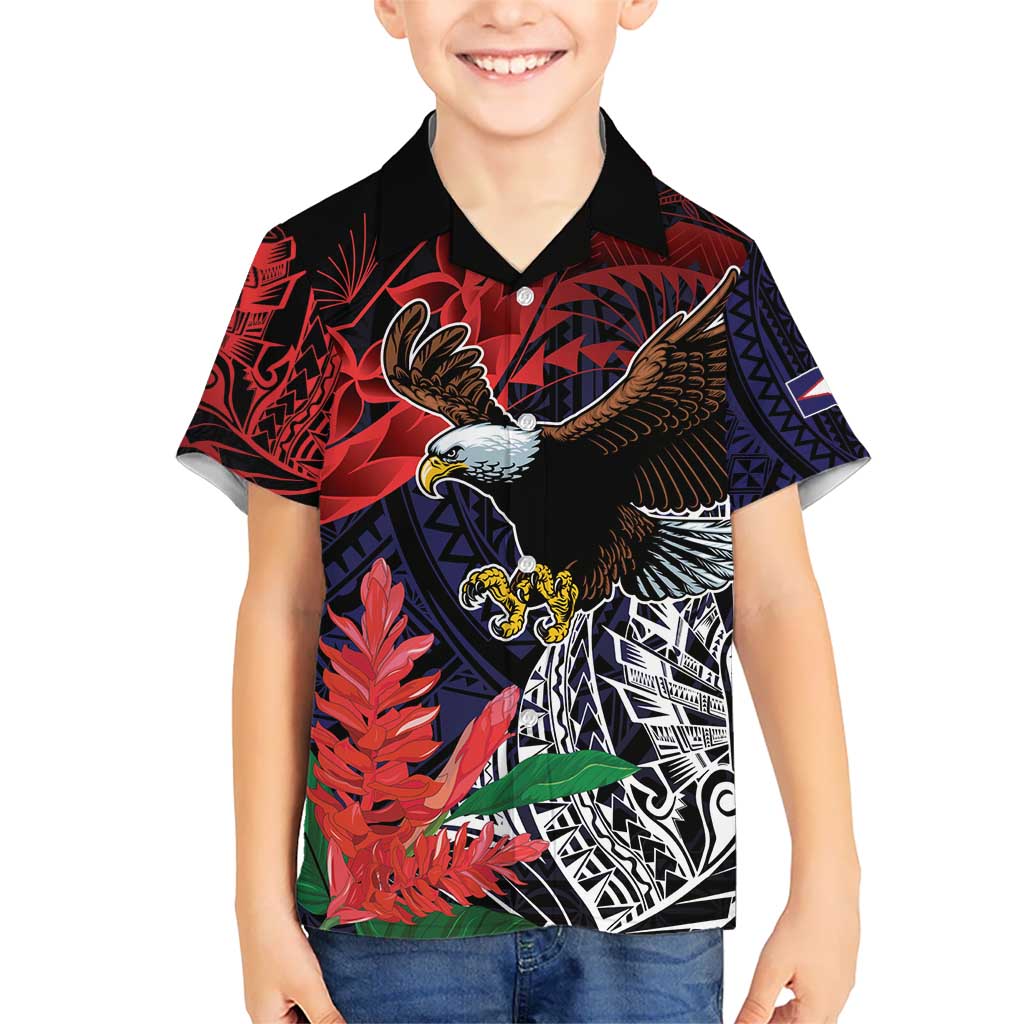 American Samoa Bald Eagle Personalized Kid Hawaiian Shirt Samoa Muamua Le Atua