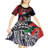 American Samoa Bald Eagle Personalized Kid Short Sleeve Dress Samoa Muamua Le Atua