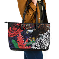 American Samoa Bald Eagle Personalized Leather Tote Bag Samoa Muamua Le Atua