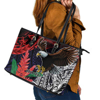 American Samoa Bald Eagle Personalized Leather Tote Bag Samoa Muamua Le Atua