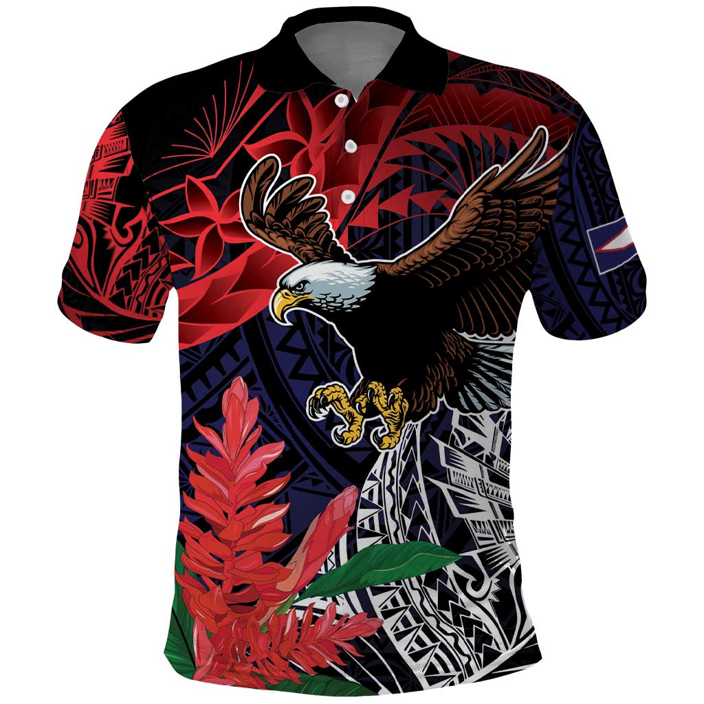 American Samoa Bald Eagle Personalized Polo Shirt Samoa Muamua Le Atua