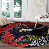 American Samoa Bald Eagle Personalized Round Carpet Samoa Muamua Le Atua