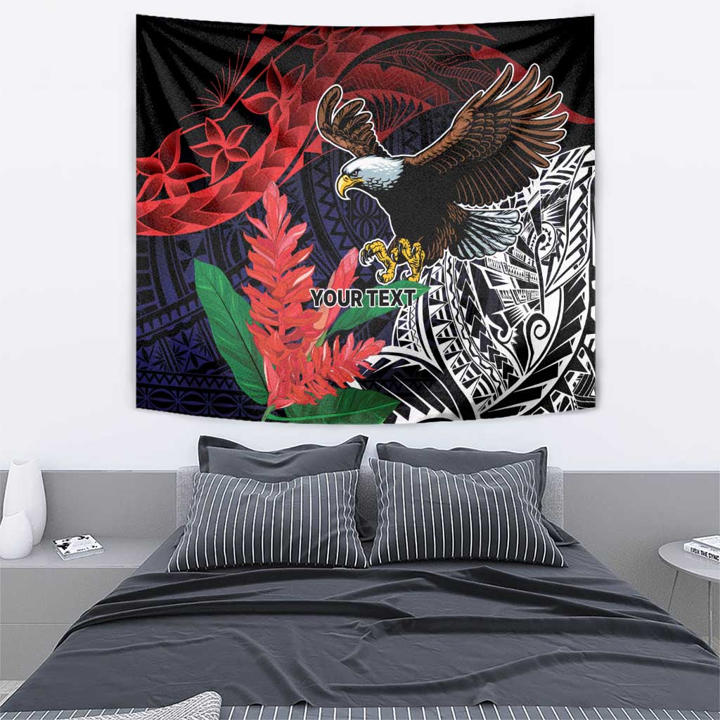 American Samoa Bald Eagle Personalized Tapestry Samoa Muamua Le Atua