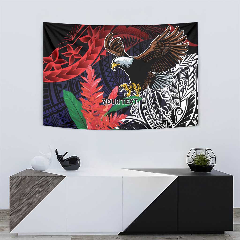 American Samoa Bald Eagle Personalized Tapestry Samoa Muamua Le Atua