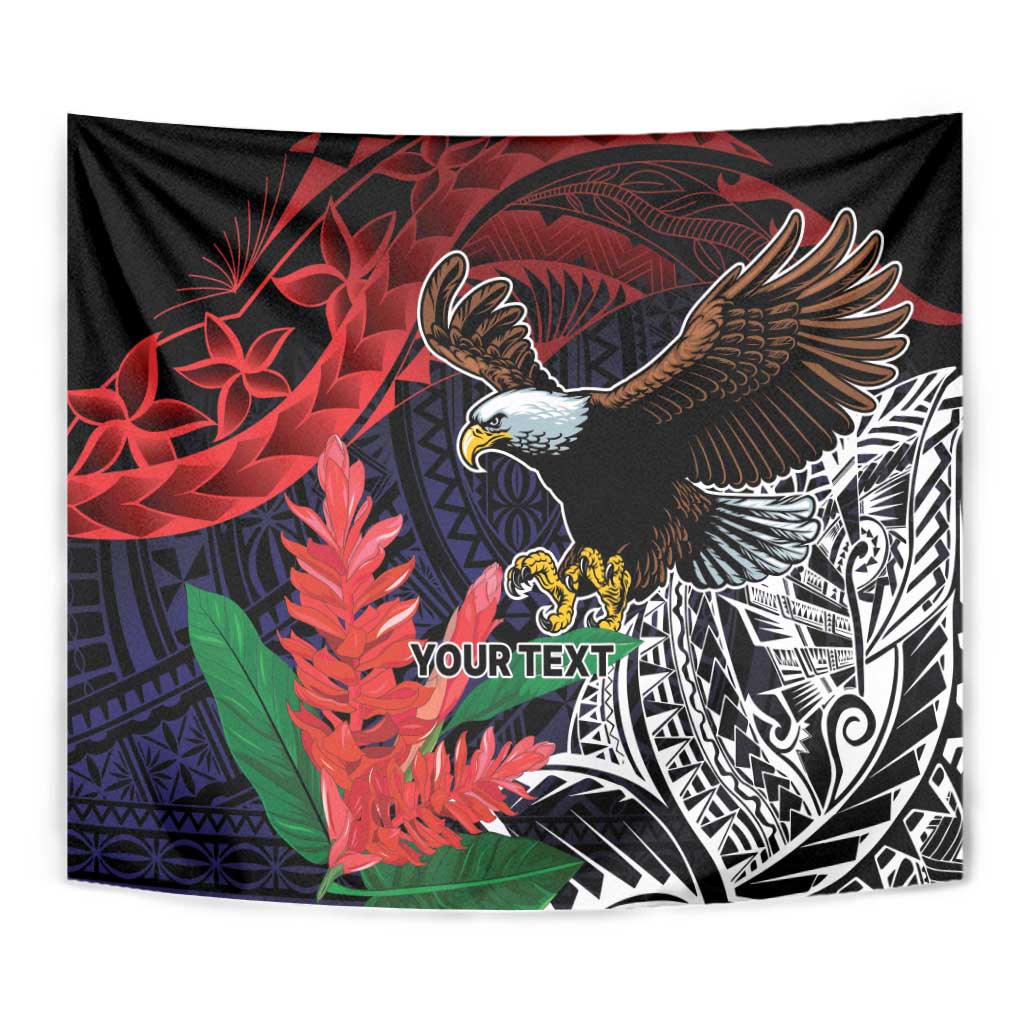 American Samoa Bald Eagle Personalized Tapestry Samoa Muamua Le Atua