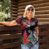 American Samoa Bald Eagle Personalized Women Polo Shirt Samoa Muamua Le Atua