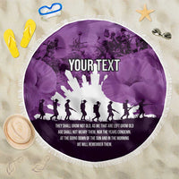 Anzac Day Gallipoli Personalised Beach Blanket Purple Poppy Flowers