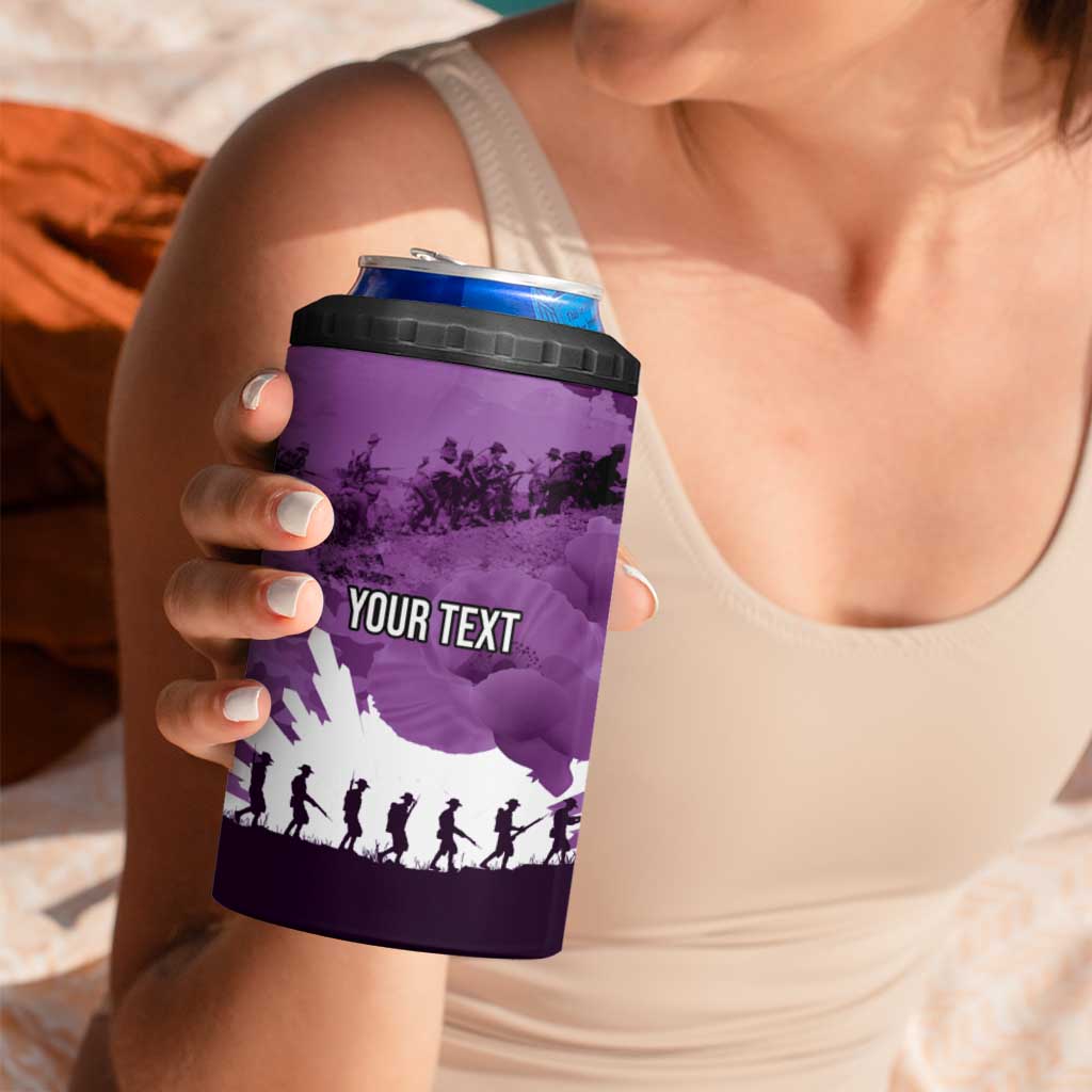 Anzac Day Gallipoli Personalised 4 in 1 Can Cooler Tumbler Purple Poppy Flowers
