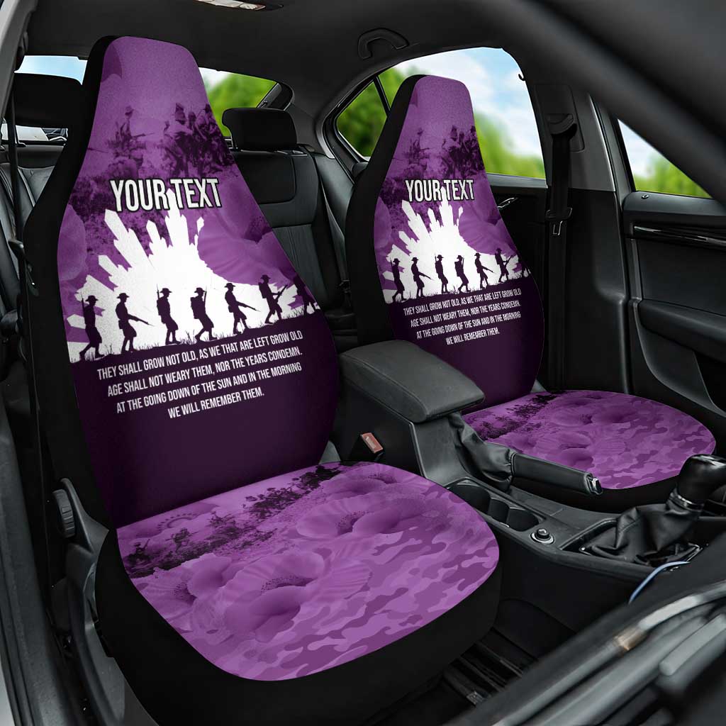 Anzac Day Gallipoli Personalised Car Seat Cover Purple Poppy Flowers