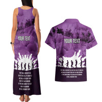 Anzac Day Gallipoli Personalised Couples Matching Tank Maxi Dress and Hawaiian Shirt Purple Poppy Flowers LT9 - Polynesian Pride