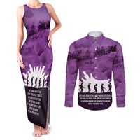 Anzac Day Gallipoli Personalised Couples Matching Tank Maxi Dress and Long Sleeve Button Shirt Purple Poppy Flowers LT9 Purple - Polynesian Pride