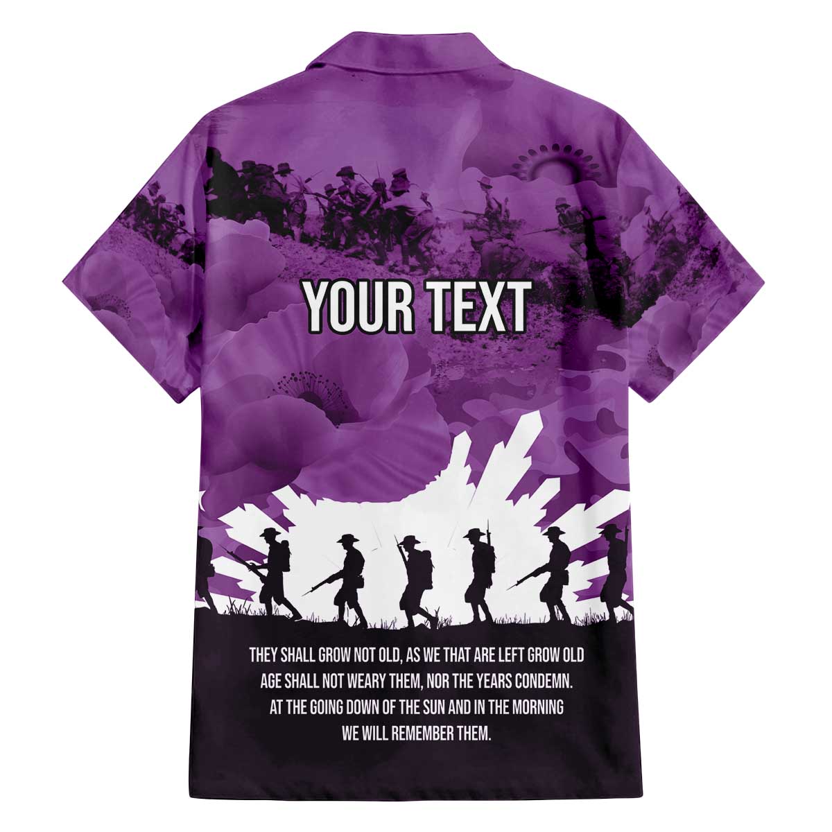 Anzac Day Gallipoli Personalised Family Matching Off The Shoulder Long Sleeve Dress and Hawaiian Shirt Purple Poppy Flowers LT9 - Polynesian Pride