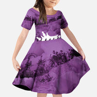 Anzac Day Gallipoli Personalised Family Matching Puletasi and Hawaiian Shirt Purple Poppy Flowers LT9 Daughter's Dress Purple - Polynesian Pride