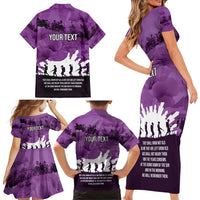 Anzac Day Gallipoli Personalised Family Matching Short Sleeve Bodycon Dress and Hawaiian Shirt Purple Poppy Flowers LT9 - Polynesian Pride