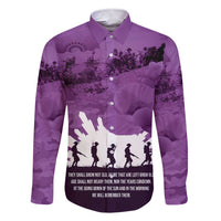 Anzac Day Gallipoli Personalised Family Matching Short Sleeve Bodycon Dress and Hawaiian Shirt Purple Poppy Flowers LT9 Dad's Shirt - Long Sleeve Purple - Polynesian Pride