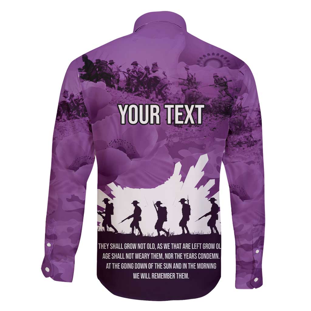 Anzac Day Gallipoli Personalised Family Matching Short Sleeve Bodycon Dress and Hawaiian Shirt Purple Poppy Flowers LT9 - Polynesian Pride
