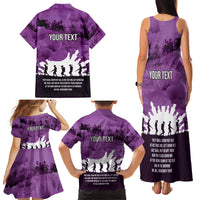 Anzac Day Gallipoli Personalised Family Matching Tank Maxi Dress and Hawaiian Shirt Purple Poppy Flowers