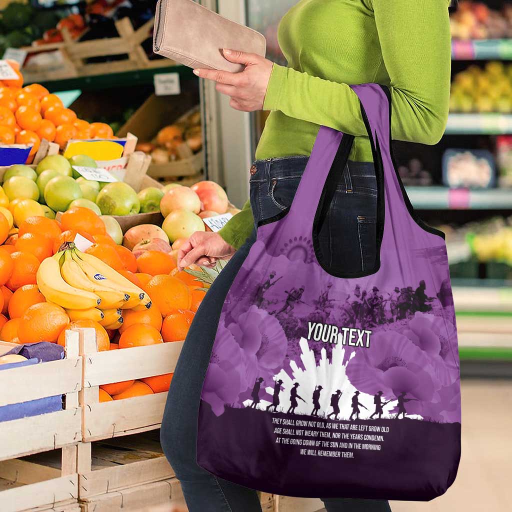 Anzac Day Gallipoli Personalised Grocery Bag Purple Poppy Flowers