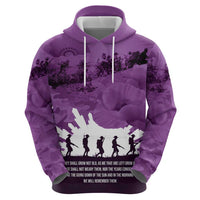 Anzac Day Gallipoli Personalised Hoodie Purple Poppy Flowers