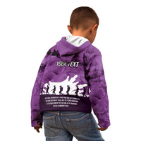 Anzac Day Gallipoli Personalised Kid Hoodie Purple Poppy Flowers