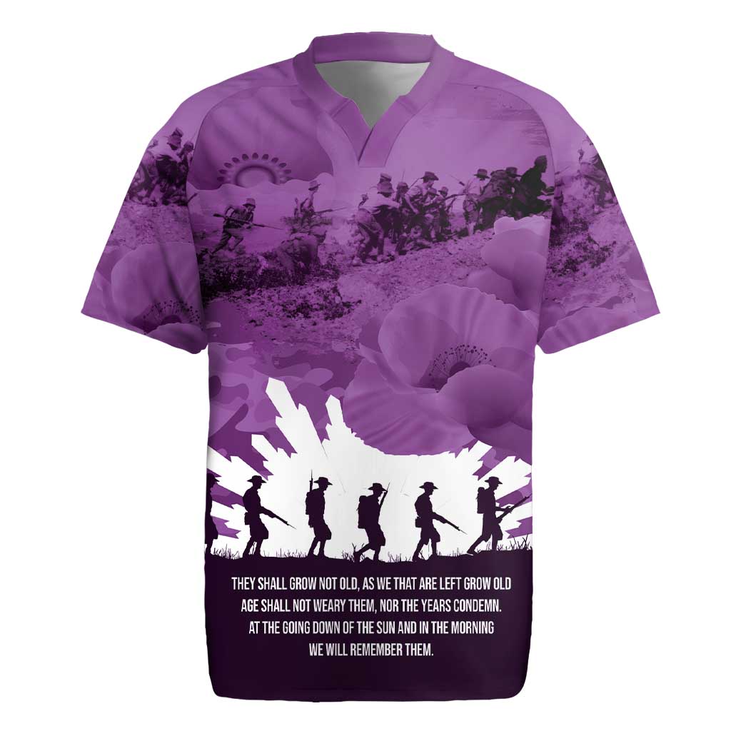 Anzac Day Gallipoli Personalised Rugby Jersey Purple Poppy Flowers