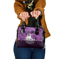 Anzac Day Gallipoli Personalised Shoulder Handbag Purple Poppy Flowers