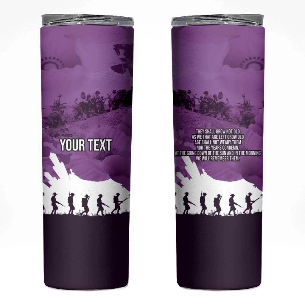 Anzac Day Gallipoli Personalised Skinny Tumbler Purple Poppy Flowers