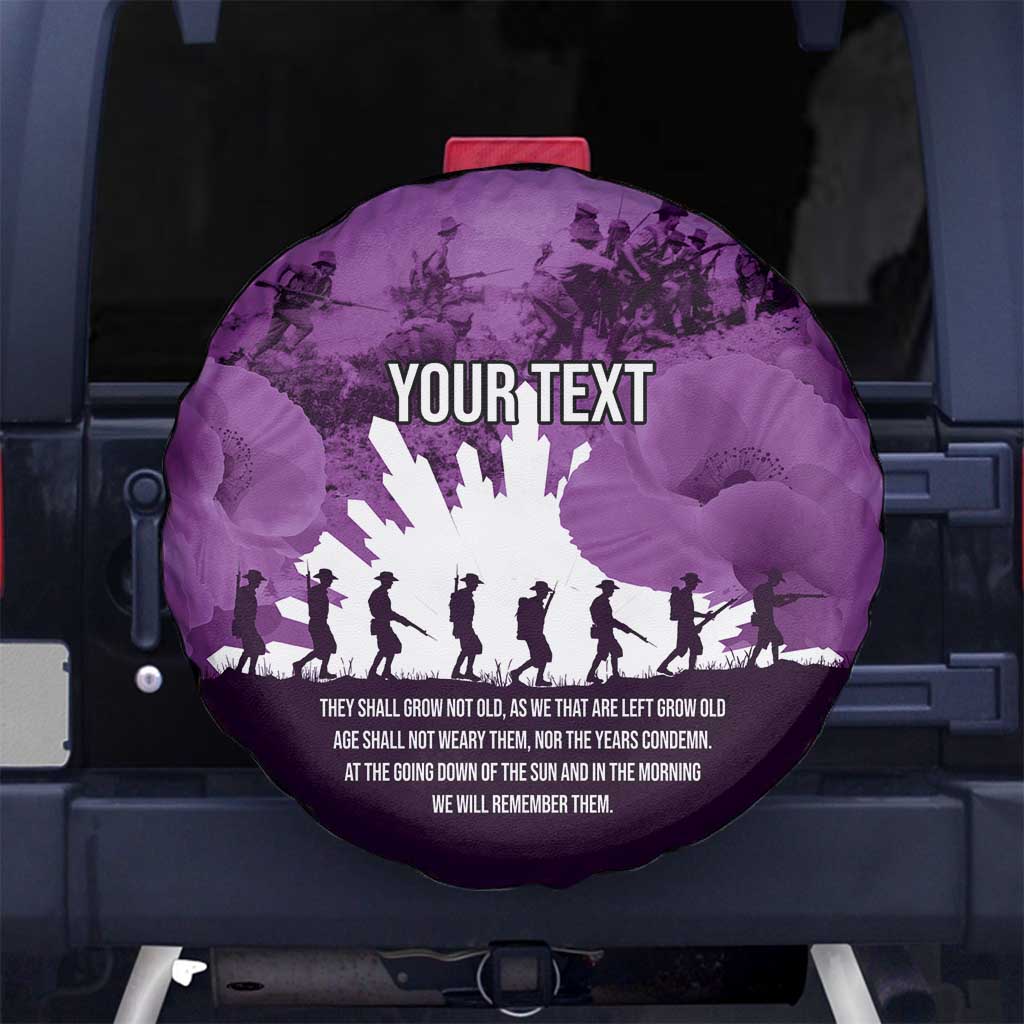 Anzac Day Gallipoli Personalised Spare Tire Cover Purple Poppy Flowers