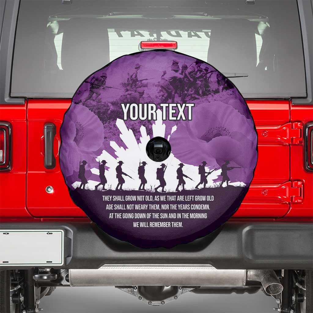 Anzac Day Gallipoli Personalised Spare Tire Cover Purple Poppy Flowers