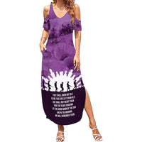 Anzac Day Gallipoli Personalised Summer Maxi Dress Purple Poppy Flowers