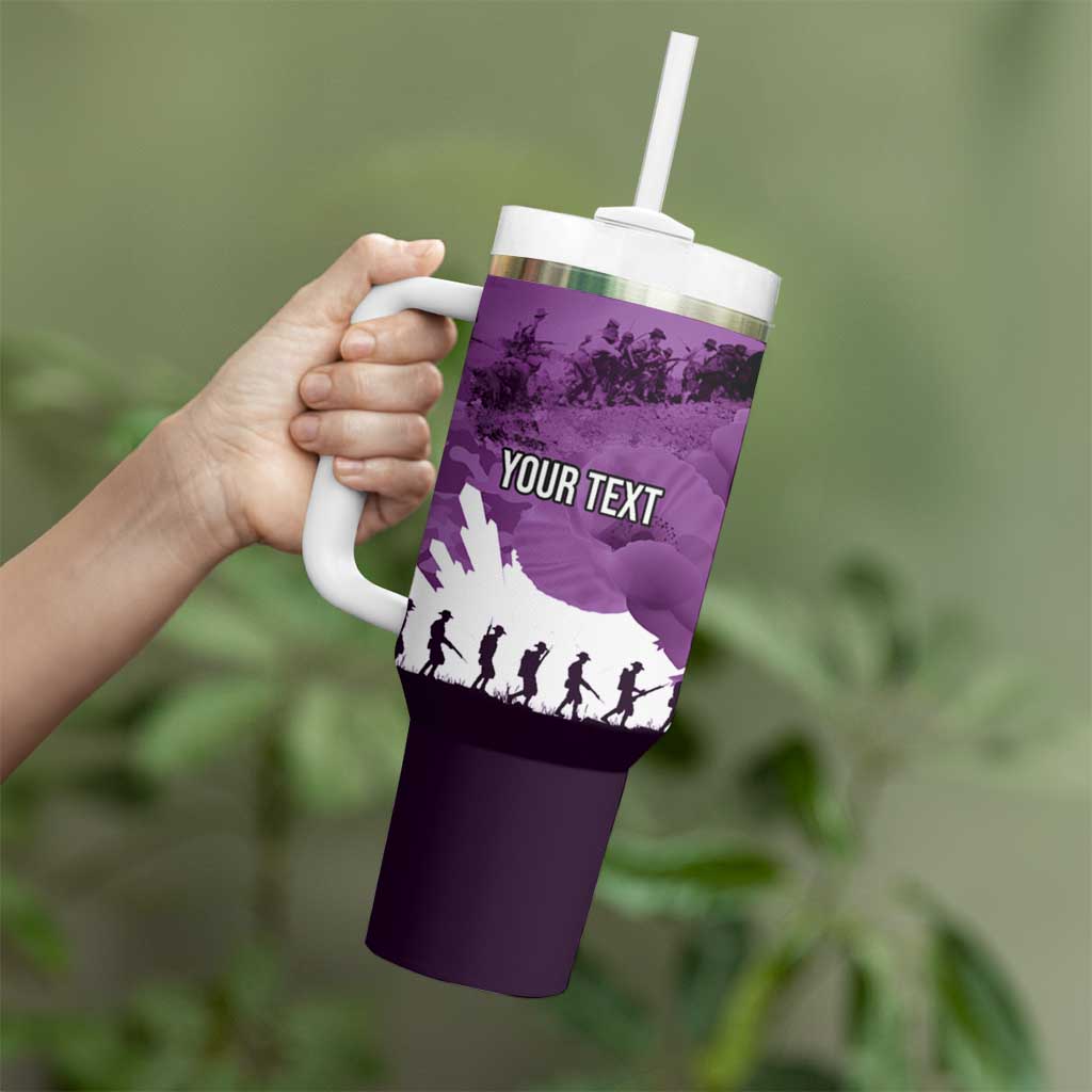 Anzac Day Gallipoli Personalised Tumbler With Handle Purple Poppy Flowers