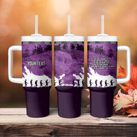Anzac Day Gallipoli Personalised Tumbler With Handle Purple Poppy Flowers