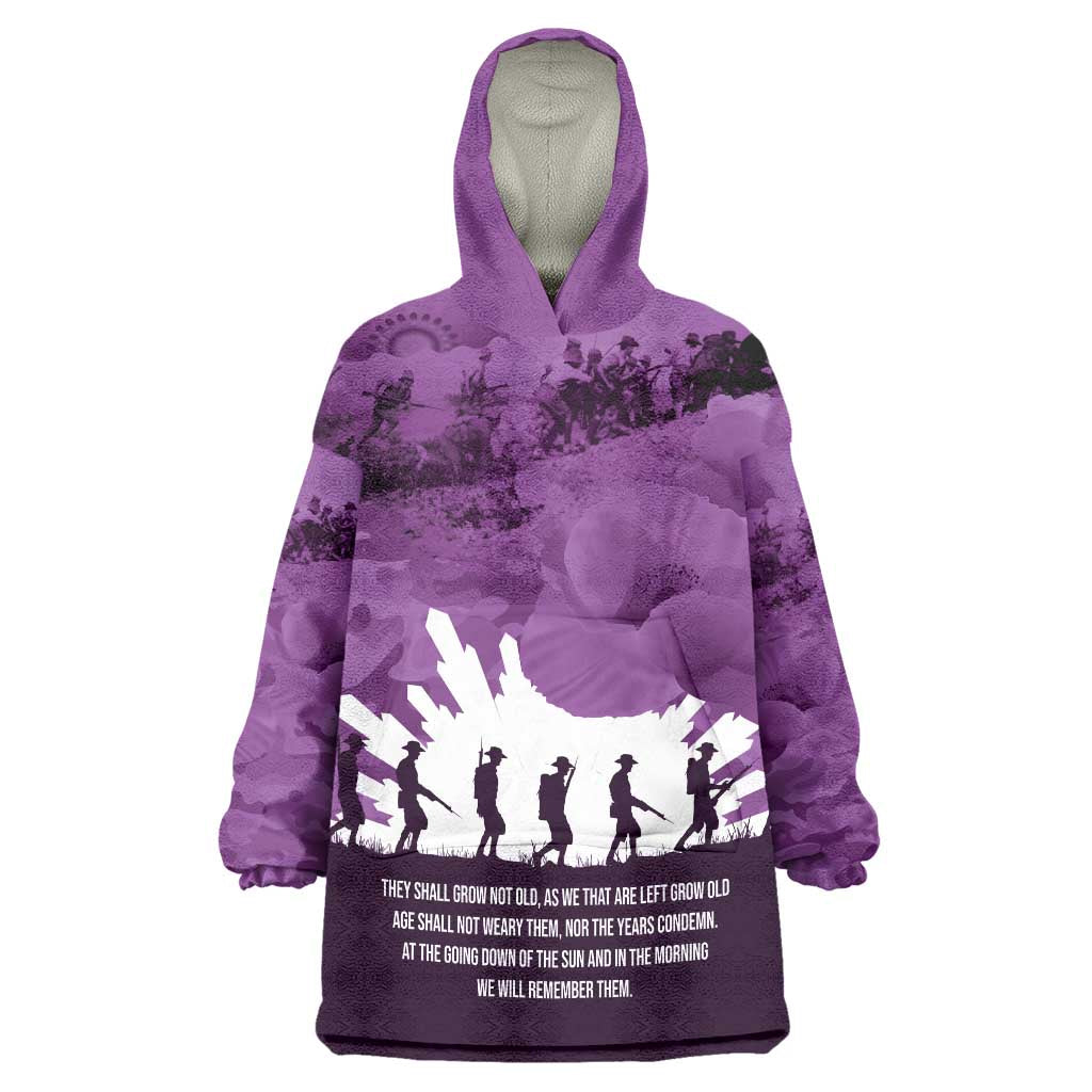 Anzac Day Gallipoli Personalised Wearable Blanket Hoodie Purple Poppy Flowers