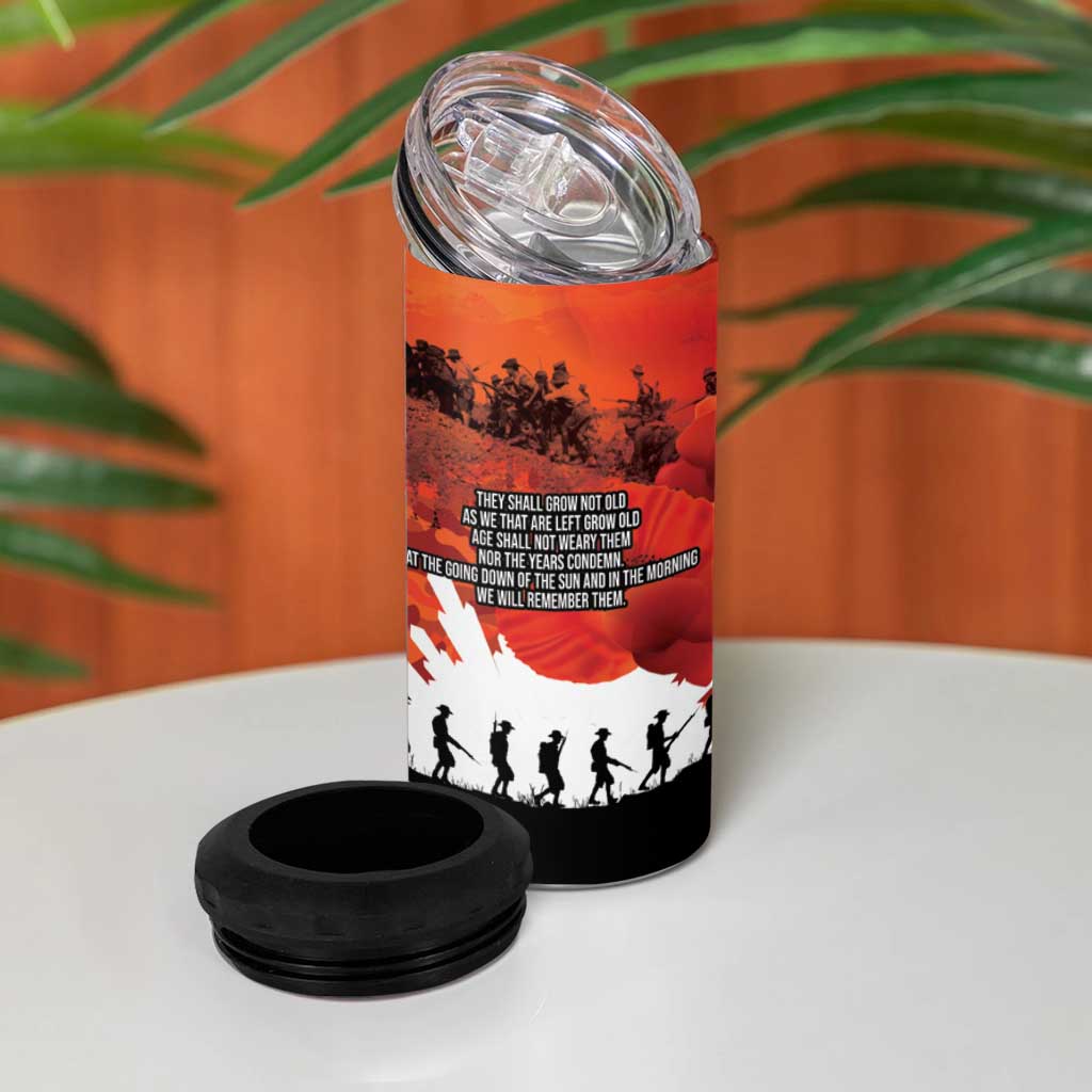 Anzac Day Gallipoli Personalised 4 in 1 Can Cooler Tumbler Red Poppy Flowers